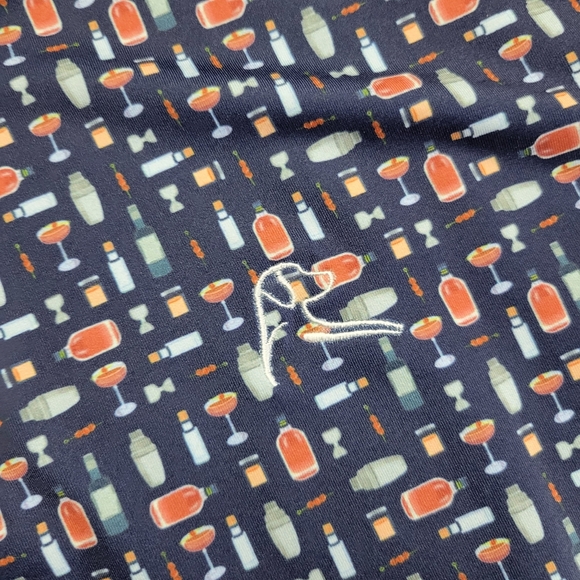 Rhoback Golf Polo Shirt Men's Large Cocktails Navy Blue Short Sleeve - Picture 2 of 9